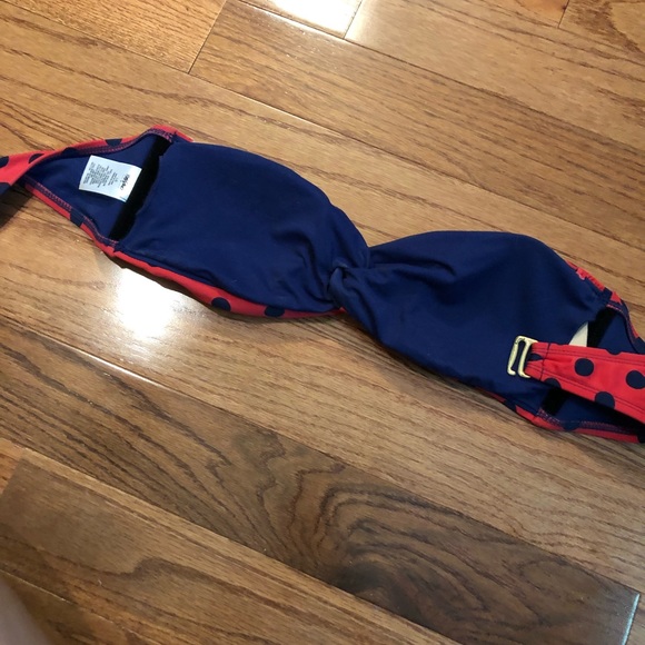 Red/Navy Blue polka dot bikini top - Picture 2 of 3